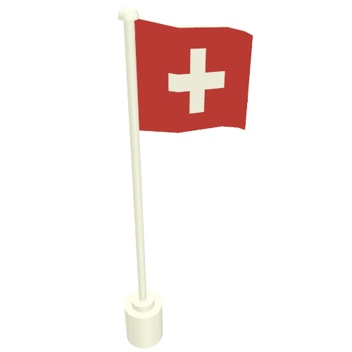 Lego Flag on Flagpole with Switzerland Print / White