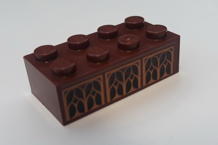 Lego Brick 2 x 4 with 6 Arched Windows Pattern (Sticker) - Set 75948 / Reddish Brown