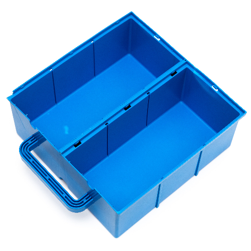 Lego Storage Bin, with Handle and Slots for Six Compartments / Blue