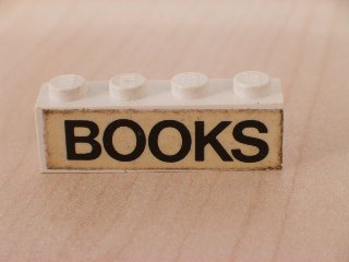 Lego Brick 1 x 4 with Black 'BOOKS' Text Pattern (Sticker) - Set 1592-1