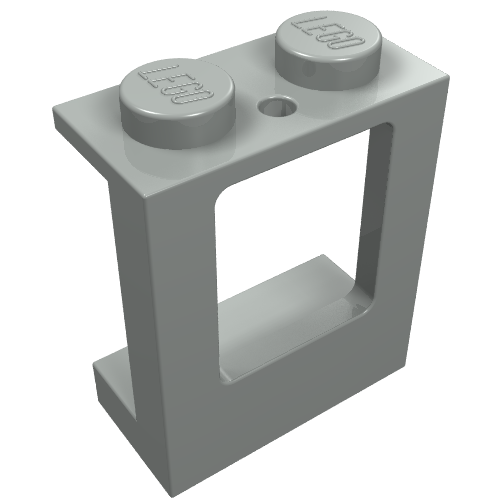 Lego Window 1 x 2 x 2 Plane, Solid Studs / Light Gray