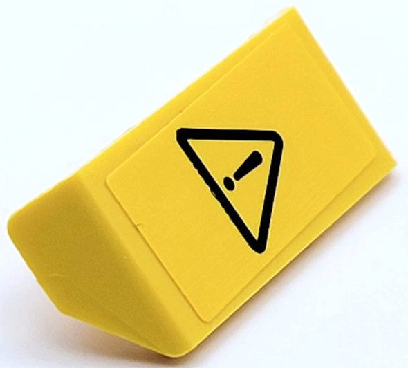 Lego Vehicle, Spoiler with Bar Handle with Black Exclamation Mark in Danger Triangle Pattern Model Right Side (Sticker) - Set 42081