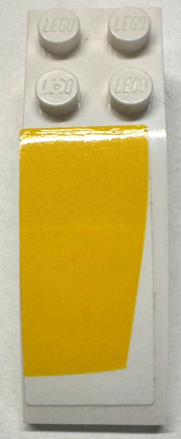 Lego Slope, Curved 6 x 2 with Yellow Curved Panel Pattern Model Left Side (Sticker) - Set 75181 / White