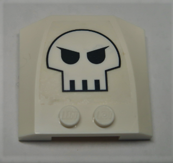 Lego Wedge 4 x 4 x 2/3 Triple Curved with Skull Pattern (Sticker) - Set 10192