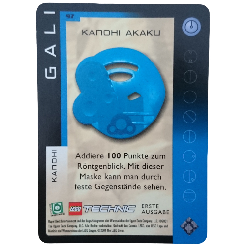 Lego Trading Card, Bionicle Game: QftM - 97 Great Masks - Gali - Kanohi Akaku / [No Color/Any Color]