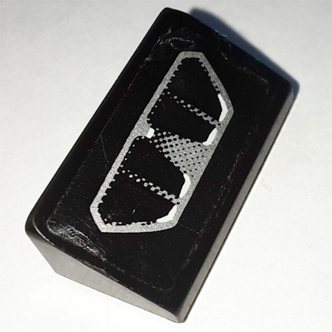 Lego Slope 30 1 x 2 x 2/3 with Two Exhaust Pipes and Silver Outline on Black Background Pattern (Sticker) - Set 75878