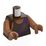 Lego Torso, Sleeveless Shirt, Dark Purple Strap/Pouch Print, Sienna Brown Arms and Hands