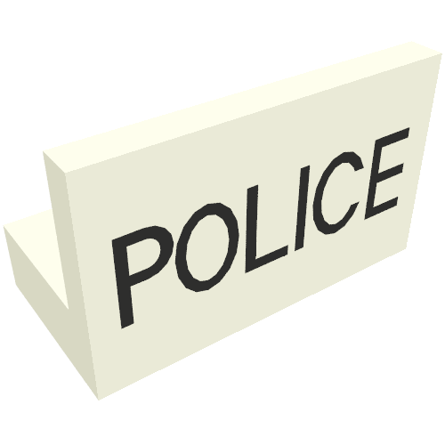 Lego Panel 1 x 2 x 1 with Thin Black POLICE Print / White