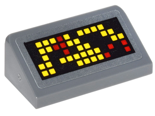 Lego Slope 30 1 x 2 x 2/3 with Computer Readout with Yellow and Red Squares Pattern Model Left Side (Sticker) - Set 76052