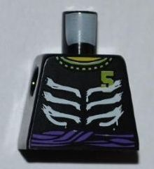Lego Torso Ninjago Skeleton Ribs White, Purple Waist Sash and Number 5 Pattern / Black