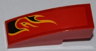 Lego Slope, Curved 3 x 1 with Black Flames with Orange Outline Pattern Model Right Side (Sticker) - Set 8227