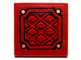 Lego Tile 2 x 2 with Diamond Sheet Metal Pattern (Sticker) - Set 9448 / Dark Red
