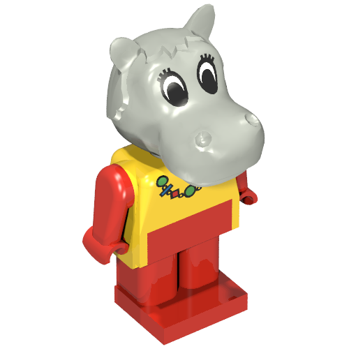 Lego Fabuland Figure Hanna Hippo with Necklace Print / Yellow