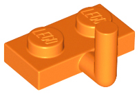 Lego Plate, Modified 1 x 2 with Bar Arm Up (Horizontal Arm 5mm) / Orange