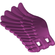 Lego Creature Body Part, Wing 4 x 7 Left with Feathers and Handles for Clips / Magenta