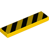 Lego Tile 1 x 4 with Black Diagonal Stripes Print