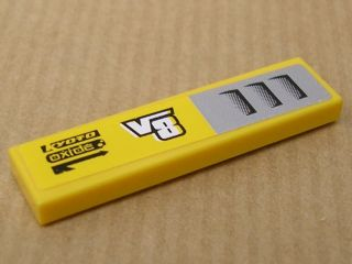 Lego Tile 1 x 4 with 'V8', 'Kyoto Oxide' and Intake Pattern Model Right Side (Sticker) - Set 8135