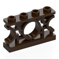 Lego Fence 1 x 4 x 2 Ornamental Asian Lattice Round with 4 Studs / Dark Brown