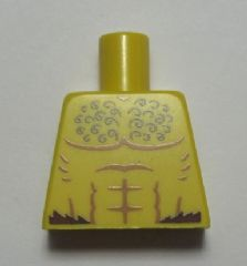 Lego Torso Bare Chest with Muscles Outline and Curly Hair, Fur at Waist Pattern / Yellow