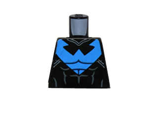 Lego Torso Batman Nightwing Blue Outfit and Muscles Pattern / Black