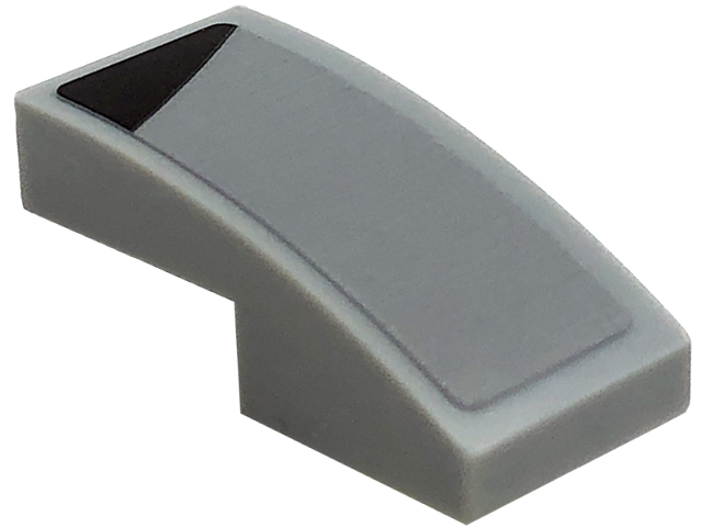 Lego Slope, Curved 2 x 1 x 2/3 with Black Triangle Corner on Light Bluish Gray Background Pattern Model Left Side (Sticker) - Set 76909