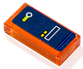 Lego Tile 1 x 2 with Dark Blue Gaming Console Panel with Lime Sliding Knob, Yellow Buttons and White Rectangular Slot on Dark Blue Background Pattern (Sticker) - Set 41748