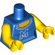 Lego Torso Tank Top with Scoop Neck and White 'M' Print, Yellow Arms and Hands / Blue