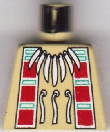 Lego Torso Western Indians Necklace and Red Squares Pattern (color reversed 973px105) / Tan