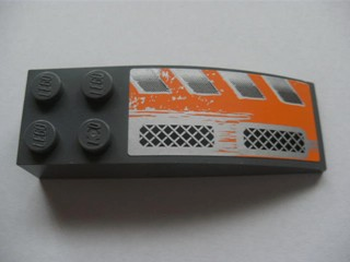 Lego Slope, Curved 6 x 2 with Checkered Plates and Silver / Orange Pattern Model Right (Sticker) - Set 8137