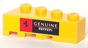 Lego Wedge 4 x 2 Right with White 'GENUINE Ferrari' and Red and Black Ferrari Logo Pattern (Sticker) - Set 8143 / Yellow
