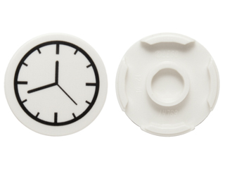 Lego Tile, Round 2 x 2 with Bottom Stud Holder with Clock Pattern