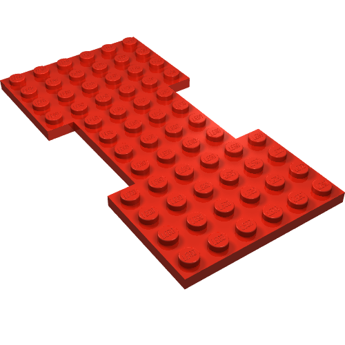 Lego Vehicle Base 6 x 12 with 1 x 4 Cutouts / Red