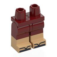 Lego Hips with Dark Red Legs and Warm Tan Boots Pattern [PLAIN] / Dark Red