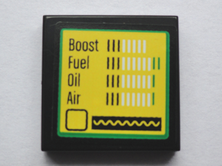 Lego Tile 2 x 2 with 'Boost', 'Fuel, 'Oil' and 'Air' Bar Gauges and Sine Wave Meter Pattern (Sticker) - Set 75913
