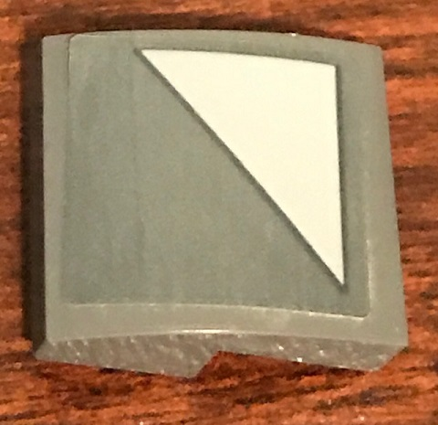 Lego Slope, Curved 2 x 2 x 2/3 with SW Light Bluish Gray Triangle Pattern Model Left Side (Sticker) - Set 75158 / Dark Bluish Gray