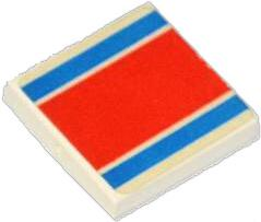 Lego Tile 2 x 2 with Red and Blue Stripe Pattern (Sticker) - Set 6679-2