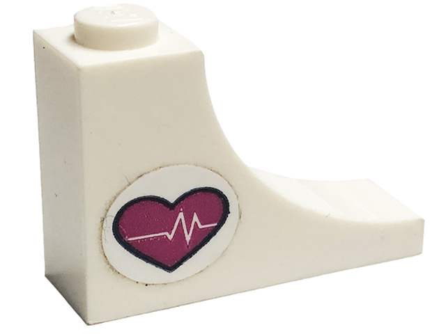 Lego Arch 1 x 3 x 2 Inverted with Magenta Heart and Heart Beat Pattern Model Right Side (Sticker) - Set 41318