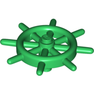 Lego Boat / Ship Wheel / Helm with Slotted Pin / Green