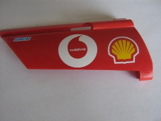 Lego Technic, Panel Fairing #21 Large Long, Small Hole, Side B with Shell and Vodafone Logo Pattern (Sticker) - Set 8386 / Red
