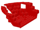 Lego Boat, Hull Large Bow 12 x 16 x 5 1/3, Top / Red