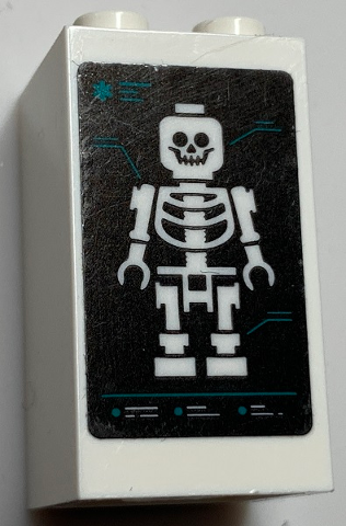 Lego Brick 2 x 2 x 3 with X-Ray Skeleton on Black Background Pattern (Sticker) - Set 60330