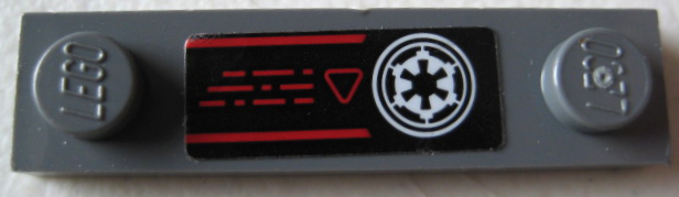 Lego Plate, Modified 1 x 4 with 2 Studs without Groove with SW Imperial Logo, Red Lines and Triangle Pattern (Sticker) - Set 75219