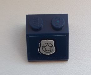 Lego Slope 45 2 x 2 with Silver Police Star Badge Pattern (Sticker) - Set 60008