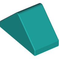 Lego Brick Sloped 45° 2 x 1 Double with Inside Stud Holder / Dark Turquoise