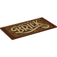 Lego Tile 8 x 16 with "Once Upon a Brick" Decorative Print / Reddish Brown