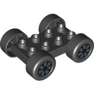 Lego Duplo Car Base, 2 x 4 with Black Tires and Black 7 Spoke Wheels Print