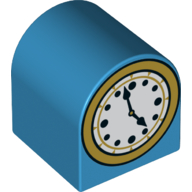 Lego Duplo Brick 2 x 2 x 2 Curved Top with Clock, Hands at 4:57 Print / Dark Azure