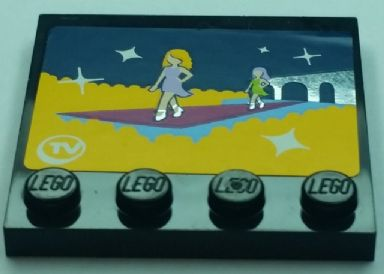 Lego Tile, Modified 4 x 4 with Studs on Edge with TV Screen Fashion Runway, Stars, and Mirrored Slippers Pattern (Sticker) - Set 41095