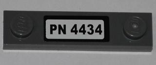 Lego Plate, Modified 1 x 4 with 2 Studs without Groove with 'PN 4434' Pattern (Sticker) - Set 4434