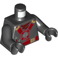 Lego Torso Robes with Red Harness, Dark Red Undershirt, Kunai in Belt Print, Black Arms and Hands / Black